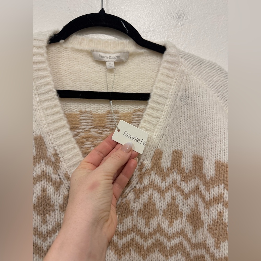 NWT Favorite Daughter Winter William Fair Isle Cashmere Wool Sweater XS - Picture 6 of 7